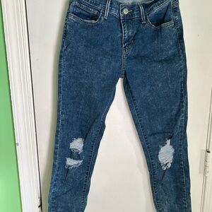 Levi's Women's Blue Distressed Skinny Jeans